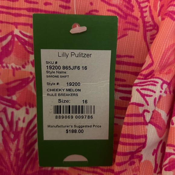 BNWT Lilly Pulitzer Simone toile shift “cheeky melon rule breakers” size 16 - Picture 2 of 5